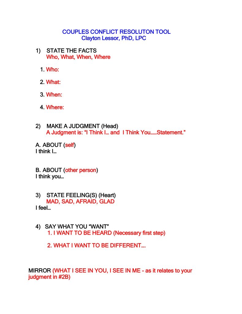 Combat Resolution Tool Conflict Resolution Tool for Couples - Clayton Lessor